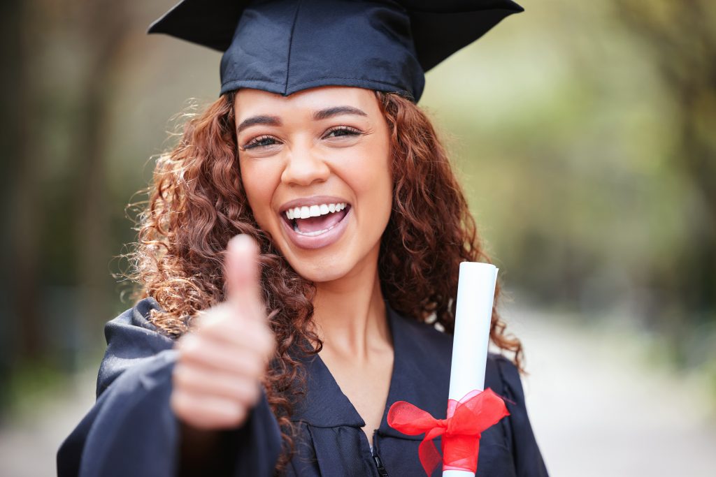Female student graduating from university